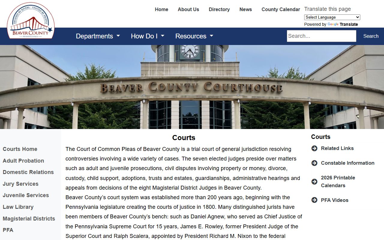 Beaver County court records Court of Common Pleas overview