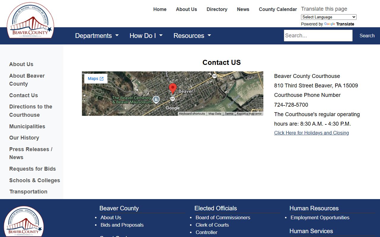Beaver County court records courthouse contact information