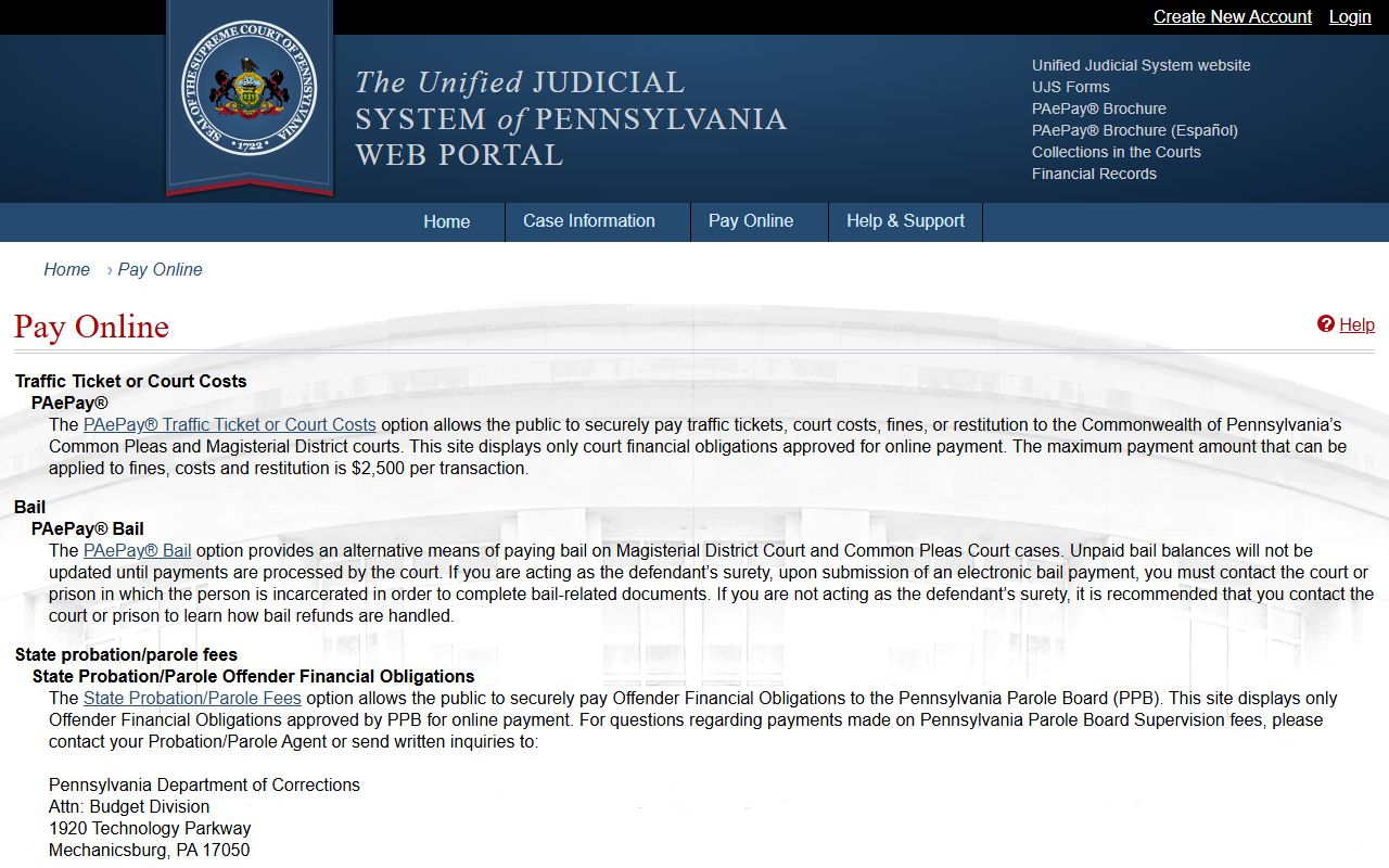 Beaver County traffic court records PAePay payment methods and service fee